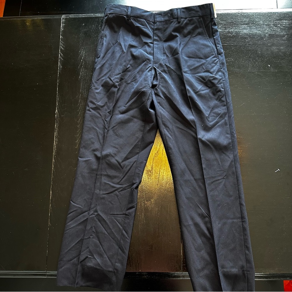 NWT Crew Outfitters Size 34 Dark Navy Pilot Pant Pleated Quality Wool Blend